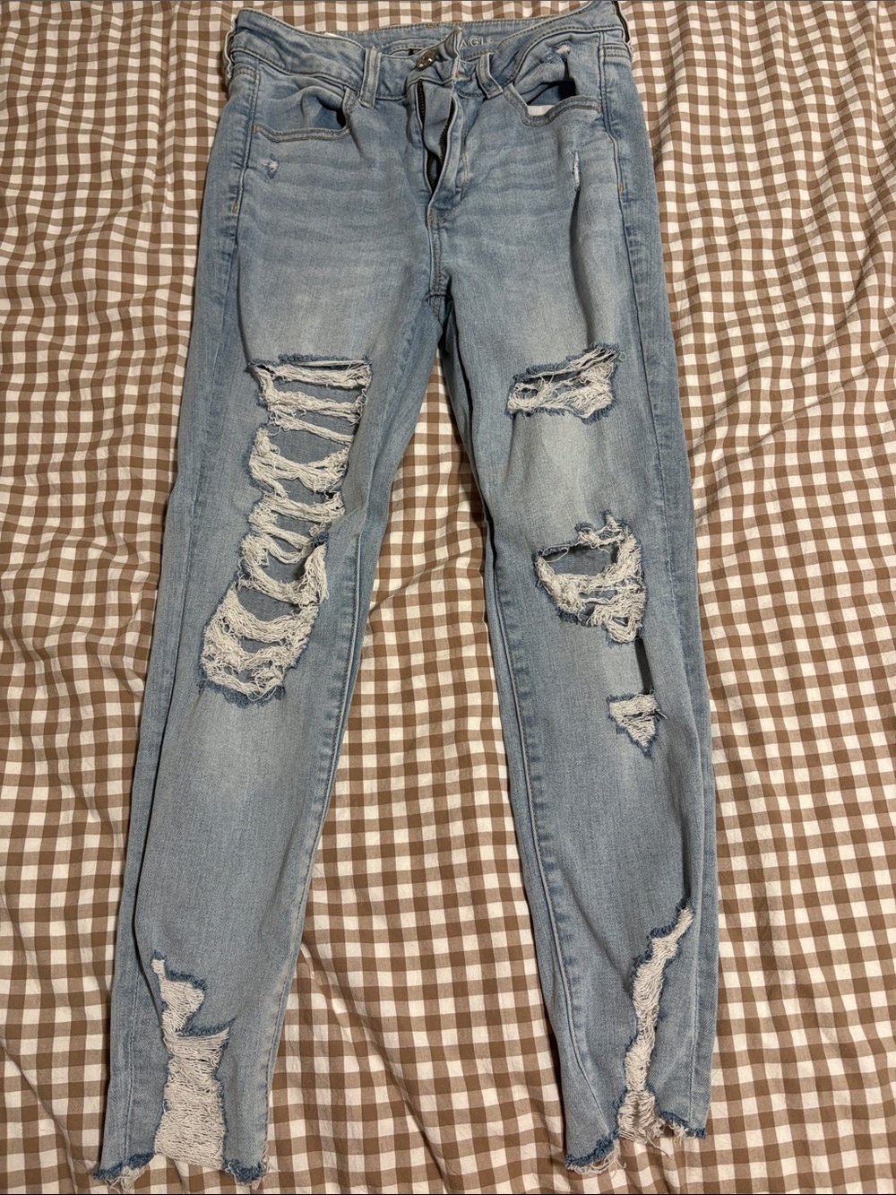 American Eagle Outfitters Light Blue Ripped Skinny Jeans